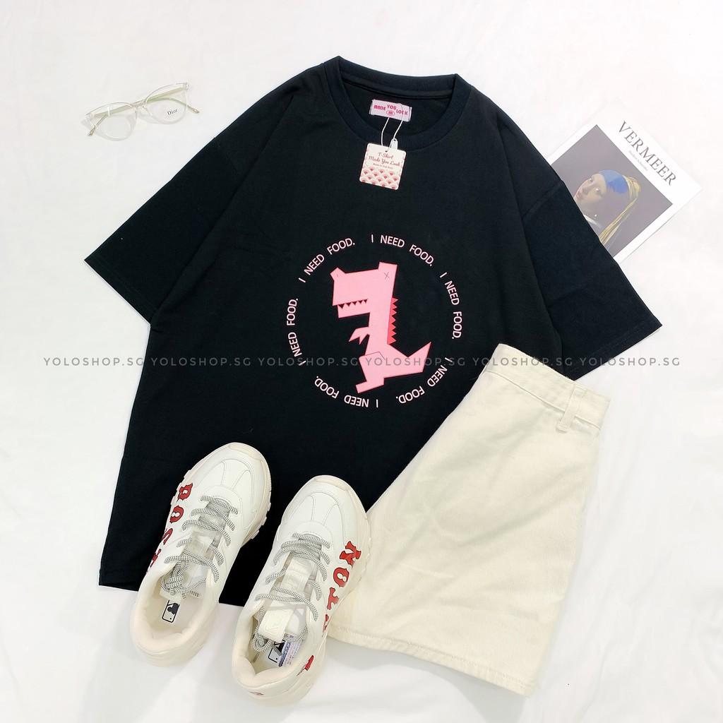Áo thun tay lỡ I NEED FOOD phông Unisex nam nữ tee oversize form rộng pull Ulzzang Streetwear Hàn Quốc vải mềm