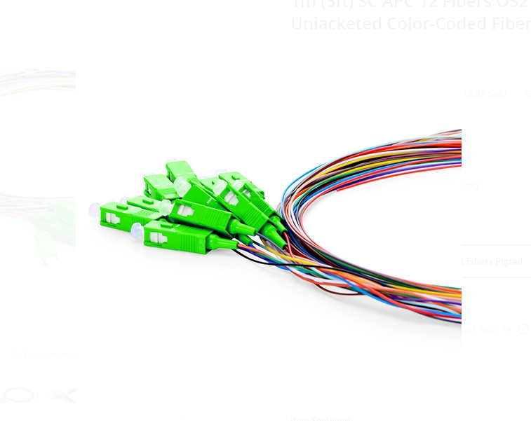Dây nhảy quang SC APC 12 Fibers OS2 Single Mode Unjacketed Color sample - Xmethod Network - Hàng chính hãng