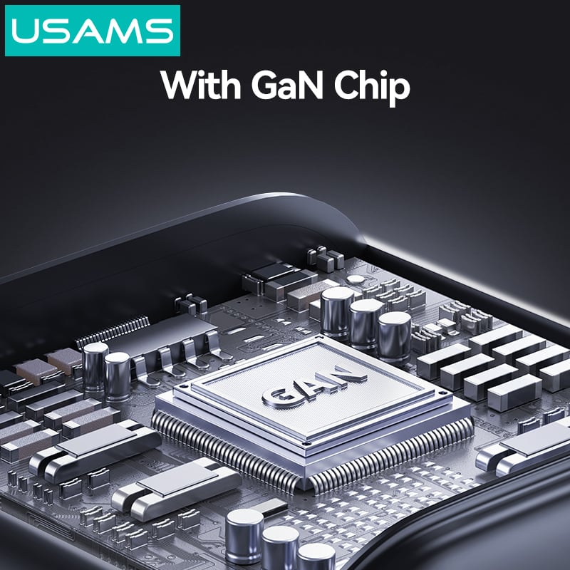 Củ Sạc Nhanh 67W 2C+A USAMS CC272 (GaN Charger, 3 Port, CC272 chân dẹp) Hàng Chính Hãng