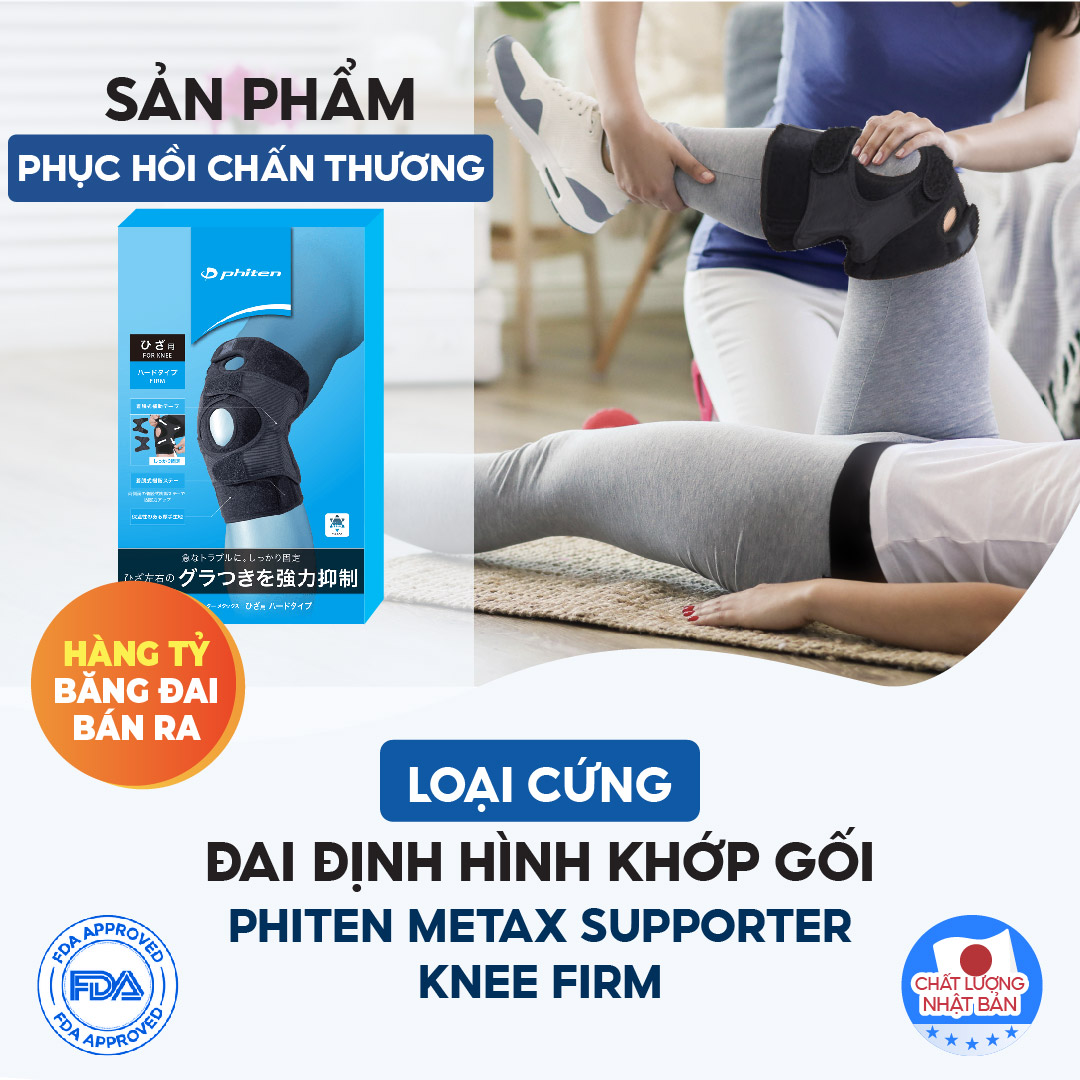 Đai Định Hình Đầu Gối Loại cứng Phiten Metax Supporter Knee Firm AP232003/AP232004/AP232005