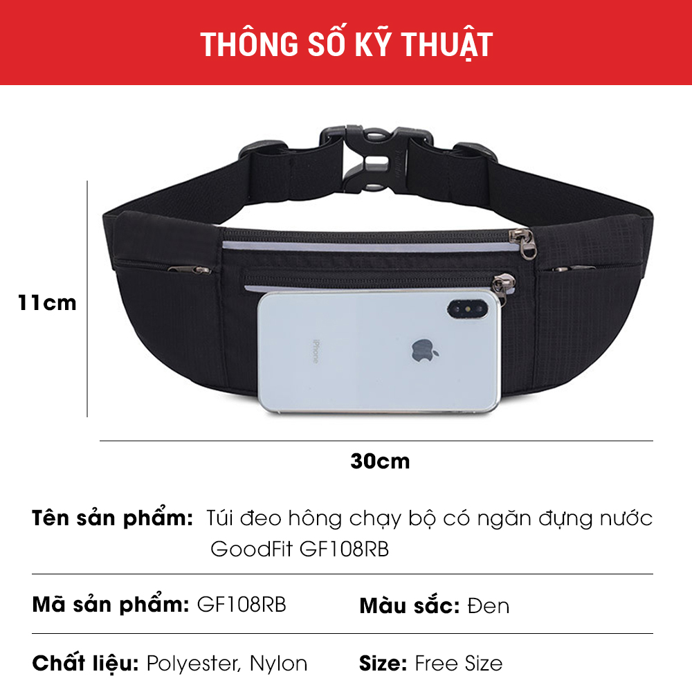 Đai đeo chạy bộ GoodFit, túi đeo hông chạy bộ chống nước, đai đeo điện thoại chạy bộ GoodFit GF108RB
