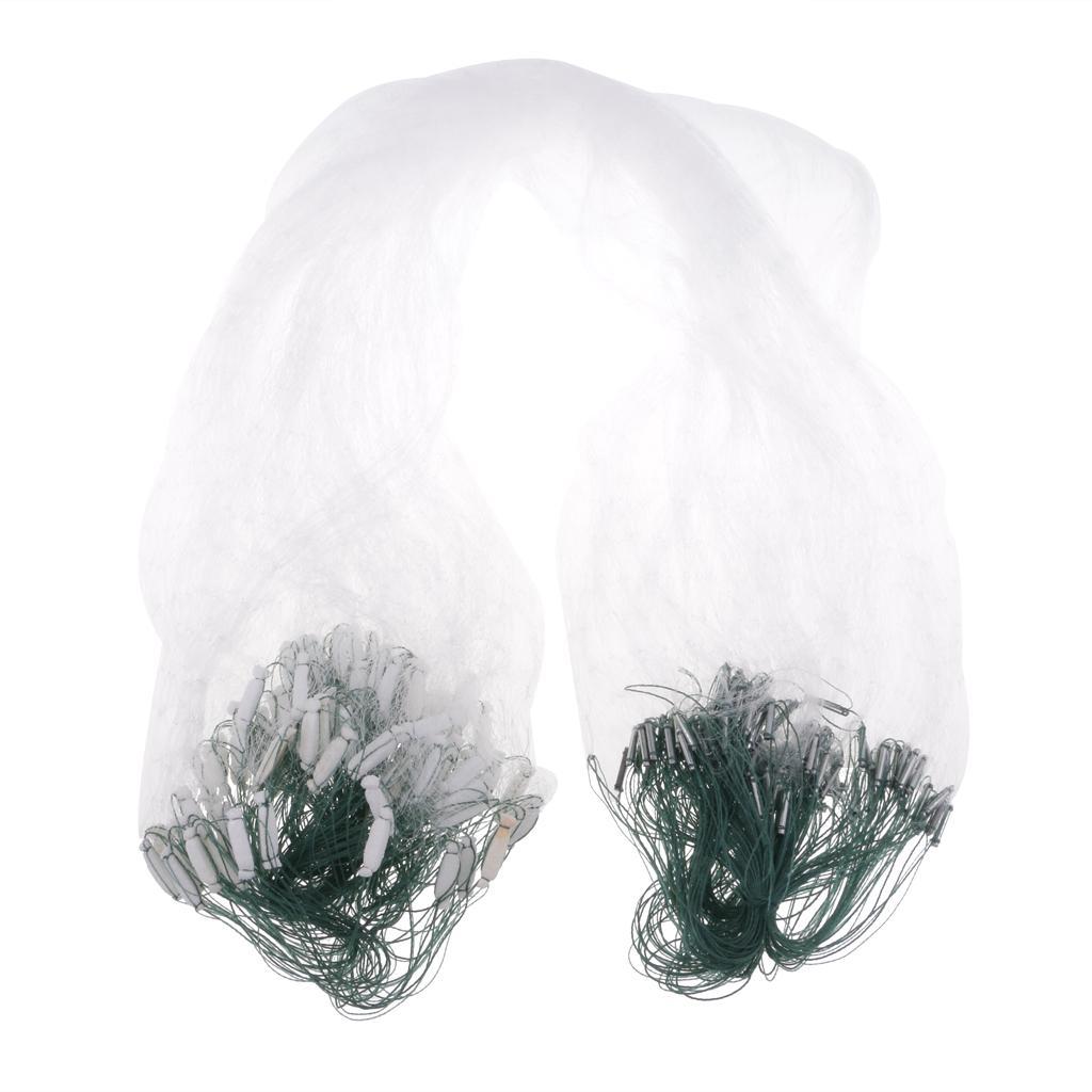 2Pcs 20m Polyethylene Sticky Single Layers Clear Green Bait Trap Monofilament Fishing Gill Net with Floating Screen Mesh Trap