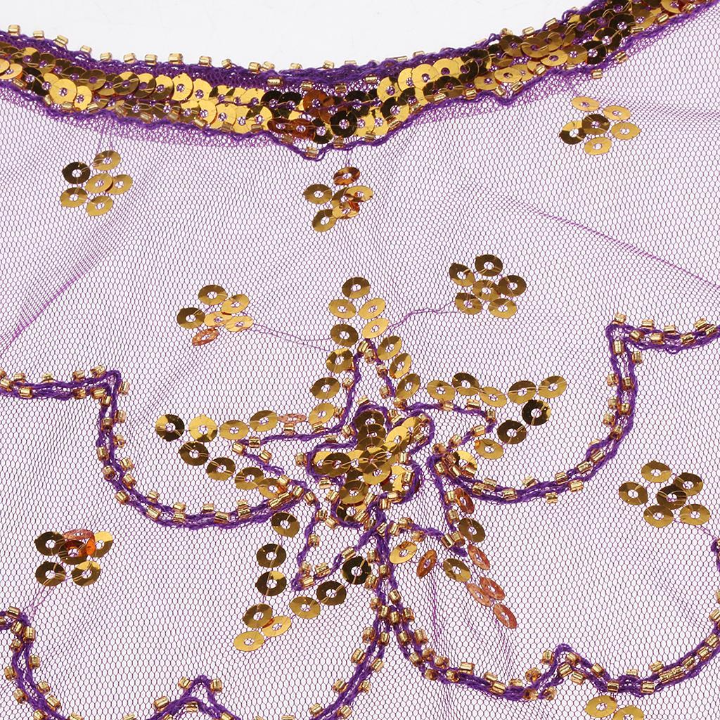 2 pieces Lady Belly Dance Beaded Sequins Face Halloween Costume Accessory