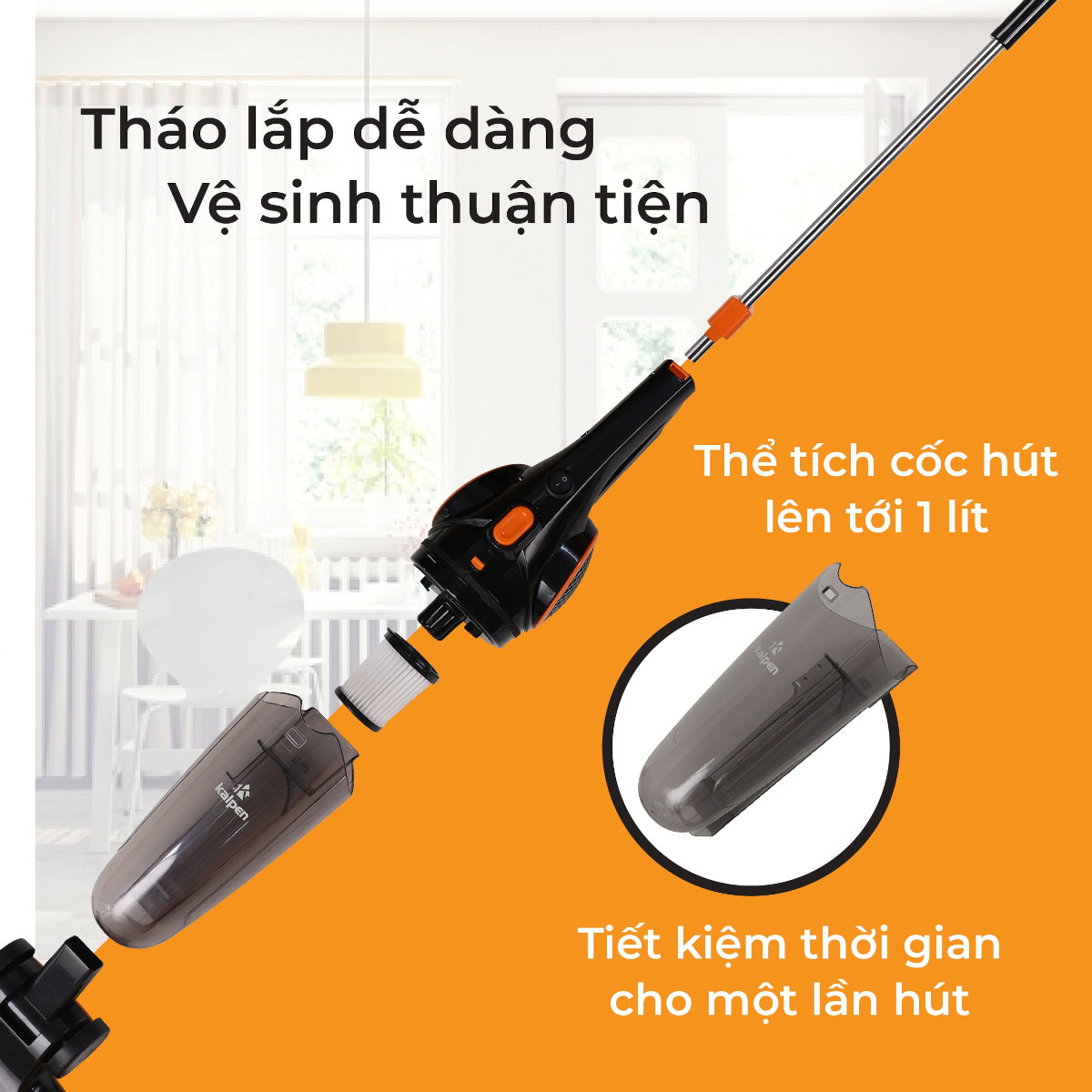 Máy hút bụi cầm tay đa năng cao cấp Kalpen V1/ V2 công suất 1000W, chuẩn Đức - Hàng chính hãng