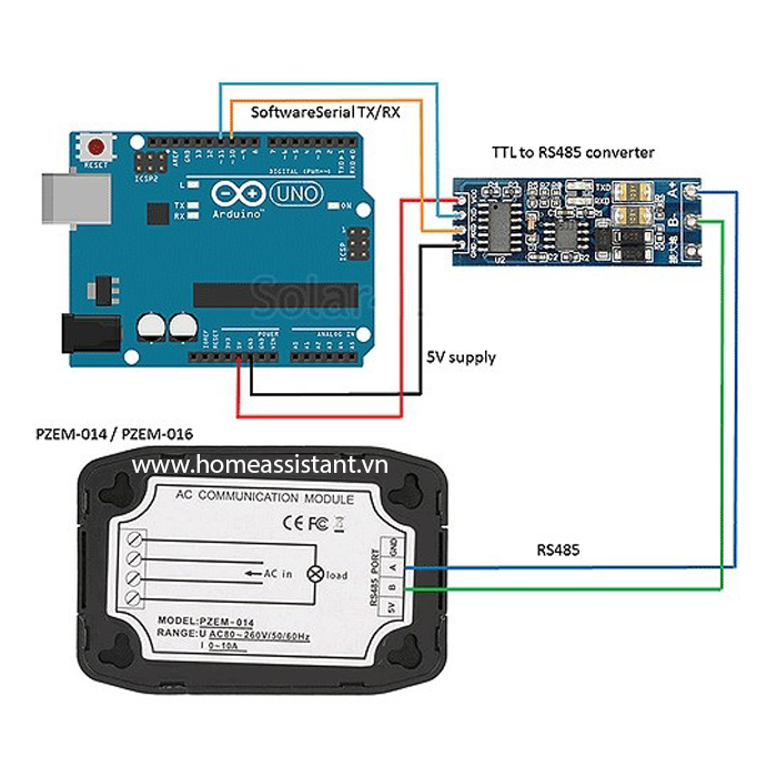 Đồng Hồ Đo Điện AC 1 Pha 6 Thông Số 100A RS485 Modbus PZEM-016 (Hỗ trợ HomeAssistant)