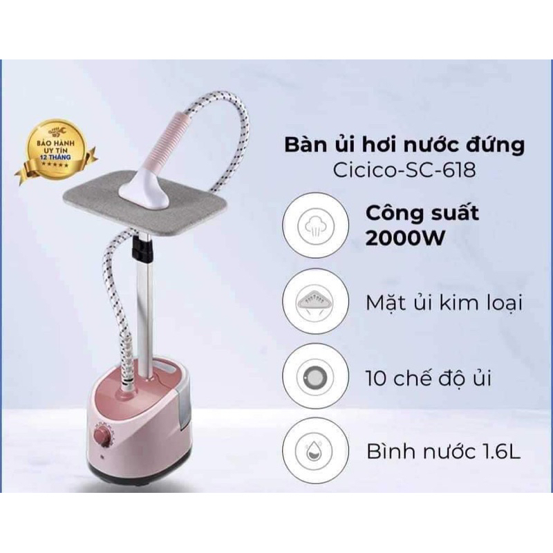 Bàn Là, Bàn Ủi Hơi Nước Dạng Đứng SC 618 Vân Phương Shop - Hàng Chính Hãng