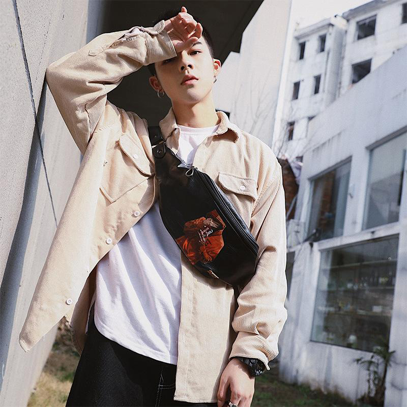 Personality Pattern Chest Bag PU Leather Fashion Waterproof Waist Bag