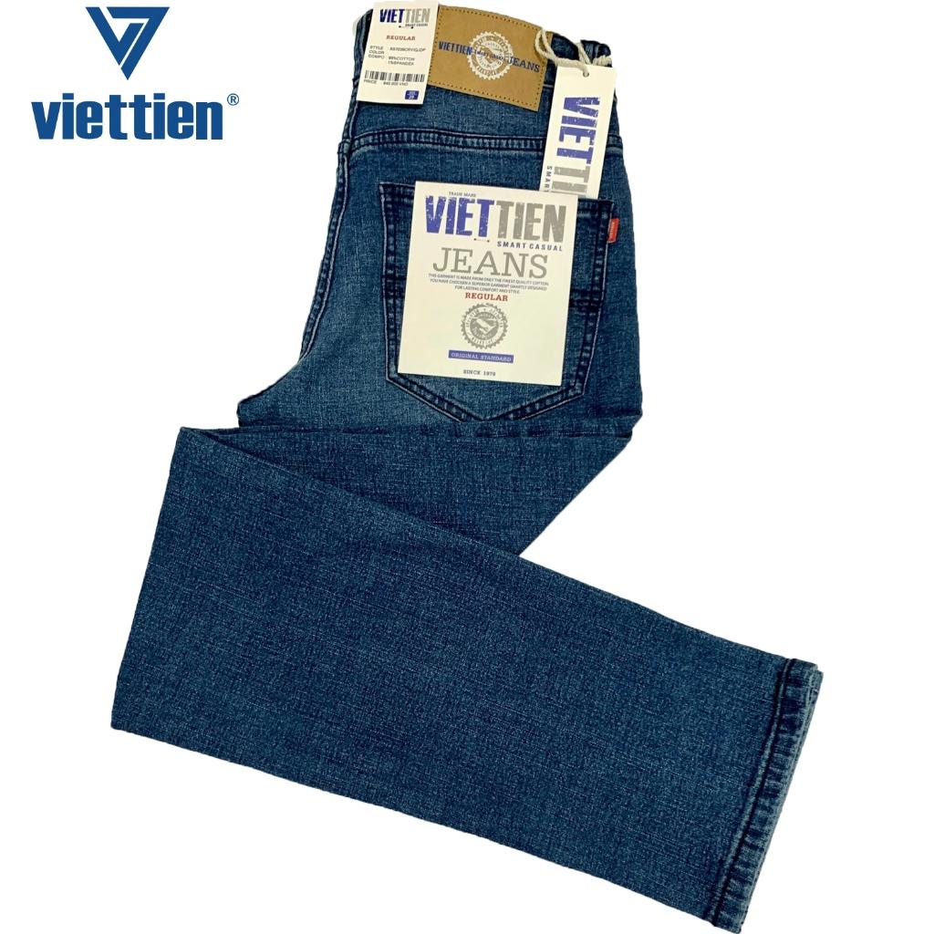 Viettien - Quần Jeans nam dài phom Regular may rộng Màu Xanh 6S7039 - Jeans xanh