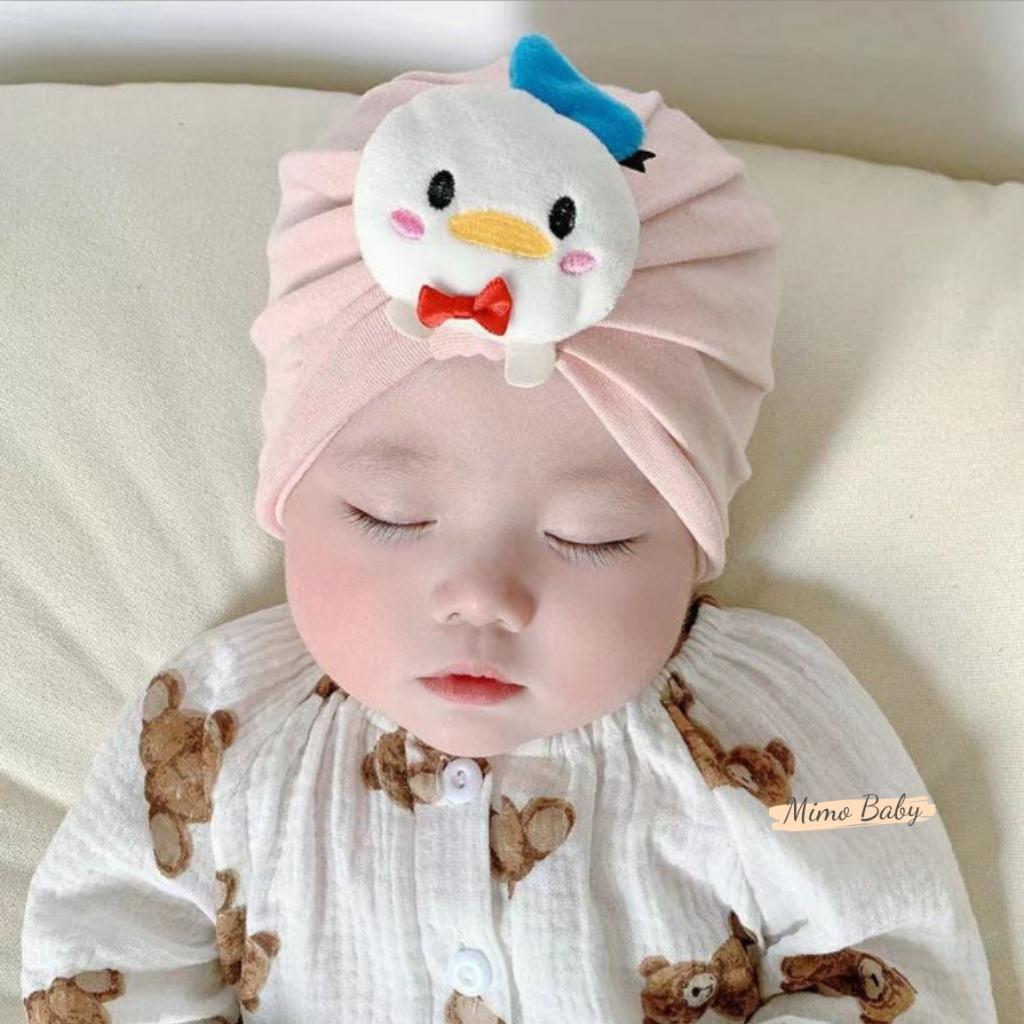 Mũ nón turban vải cotton đính hình con vật dễ thương cho bé MTB171 Mimo Baby