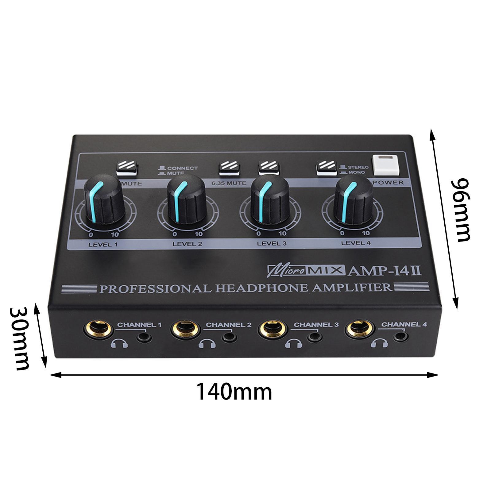 Headphone Amplifier Portable Compact RCA 6.35mm 3.5mm Input for Microphones