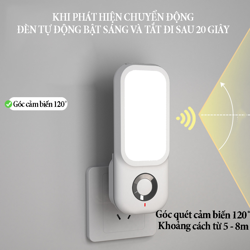 Đèn led cảm ứng chuyển động Human 3 chế độ sáng hỗ trợ sạc không dây ánh sáng vàng ấm công suất 5W tự động sáng khi có người đến gần