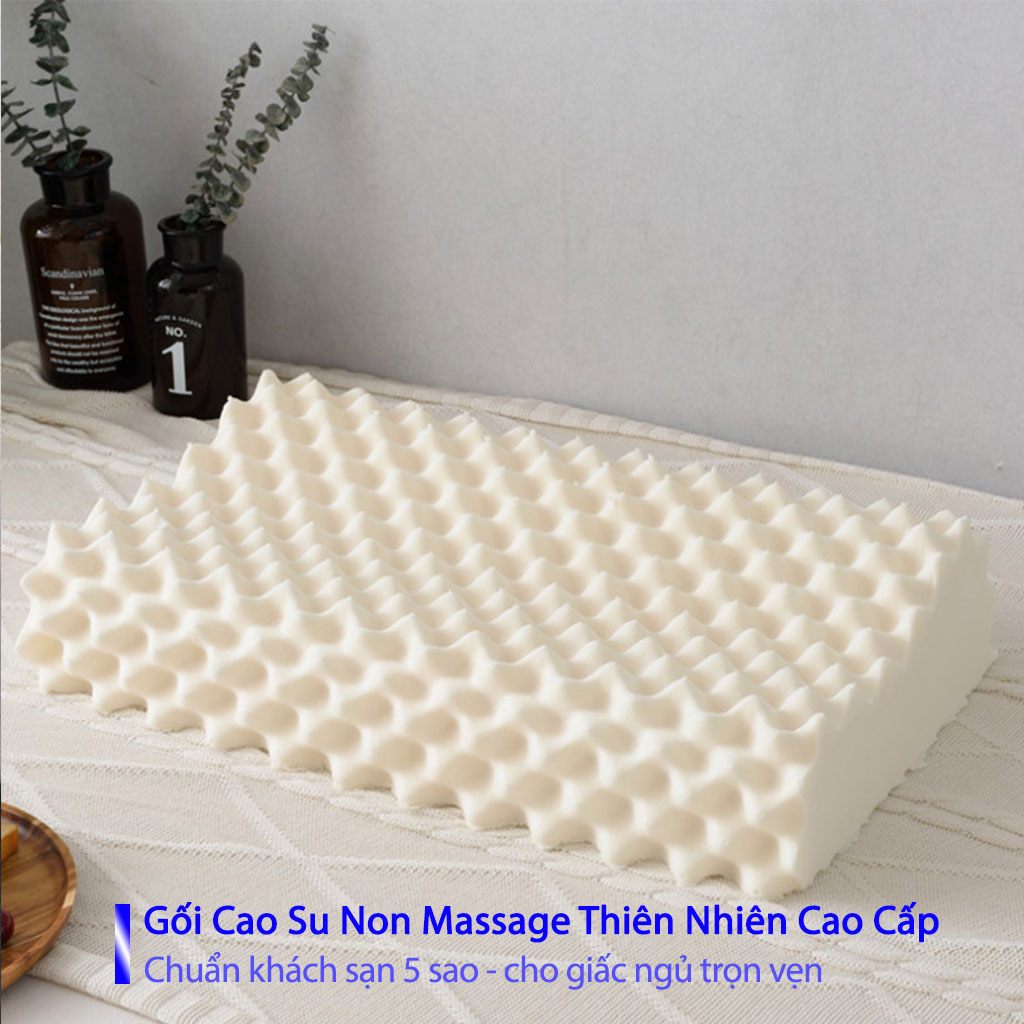 Gối Cao Su Non Massage Cho Người Đau Vai Gáy Gối Đầu Nằm Ngủ Massage Kê Chống Mỏi Cổ Từ Cao Su Non Thiên Nhiên Cao Cấp Cho Người Lớn 50cmx70cm- Chuẩn Khách Sạn 5 Sao