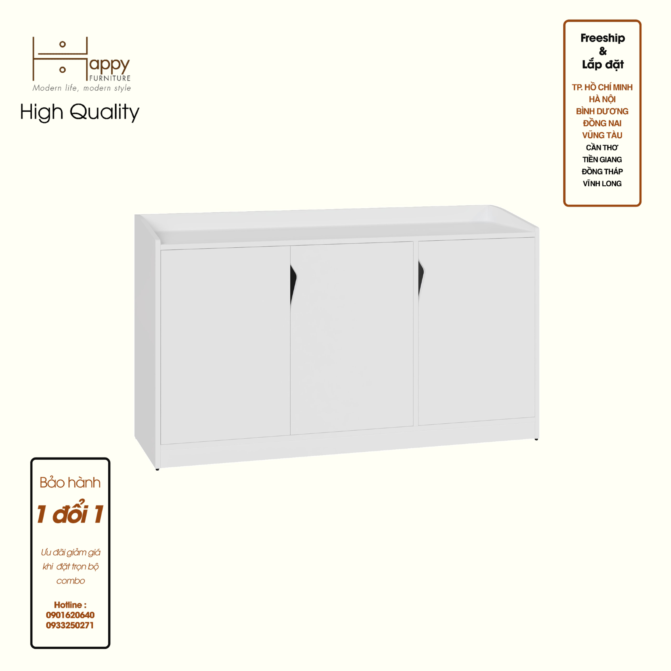 [Happy Home Furniture] WINNI, Tủ lưu trữ 3 cánh mở, 140cm x 40cm x 80cm ( DxRxC), TCM_151