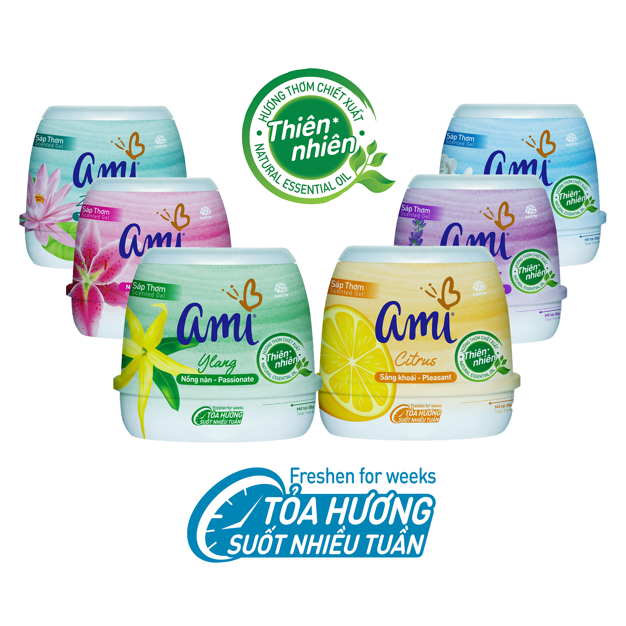 Sáp thơm khử mùi Ami 200 g - (Nhiều mùi hương) hương thơm chiết xuất thiên nhiên