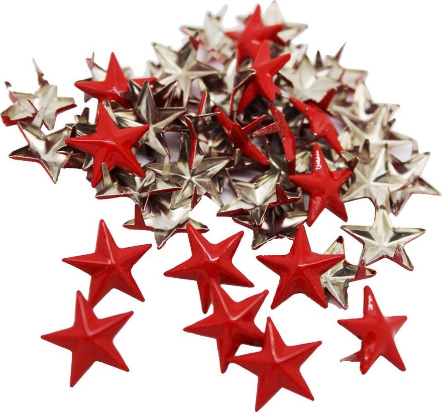 Kim Loại Đỏ Ngôi Sao Đính Đinh Tán Punk Gai Điểm Cho Leathercraft DIY Gói 50 Cho Quần Áo, Túi Xách quần Jean G