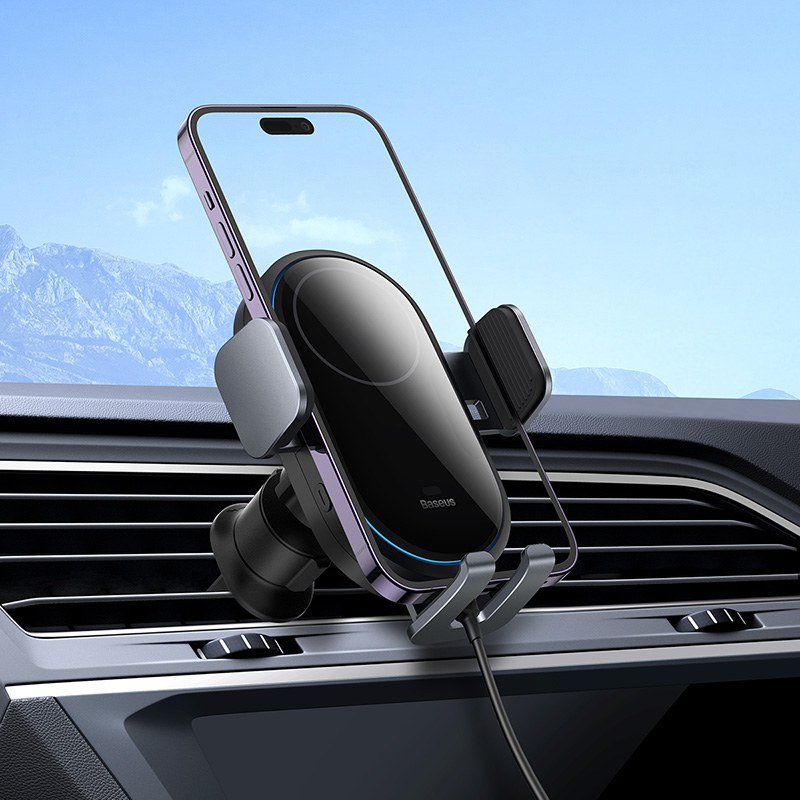 Đế Giữ Điện Thoại Kết Hợp Sạc Không Dây Baseus LightChaser Series Wireless Charging Electric Car Mount 15W (Hàng chính hãng)