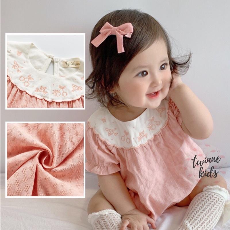 Peach Baby romper cotton mềm thoáng bé gái dưới 2t