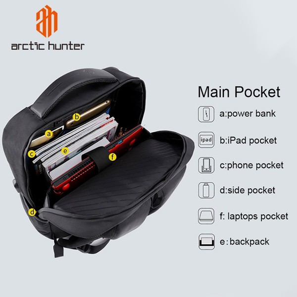 Balo cao cấp Arctic Hunter B00111 chống sốc cho laptop, chống thấm nước, phù hợp đi học, đi làm, công tác ngắn ngày. 5.0