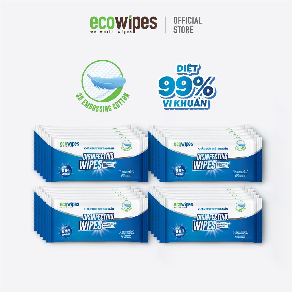 Thùng 50 lốc 1000 cái khăn giấy ướt diệt khuẩn Disinfecting Wipes loại 1 tờ dùng 1 lần diệt 99,9% vi khuẩn hương chanh