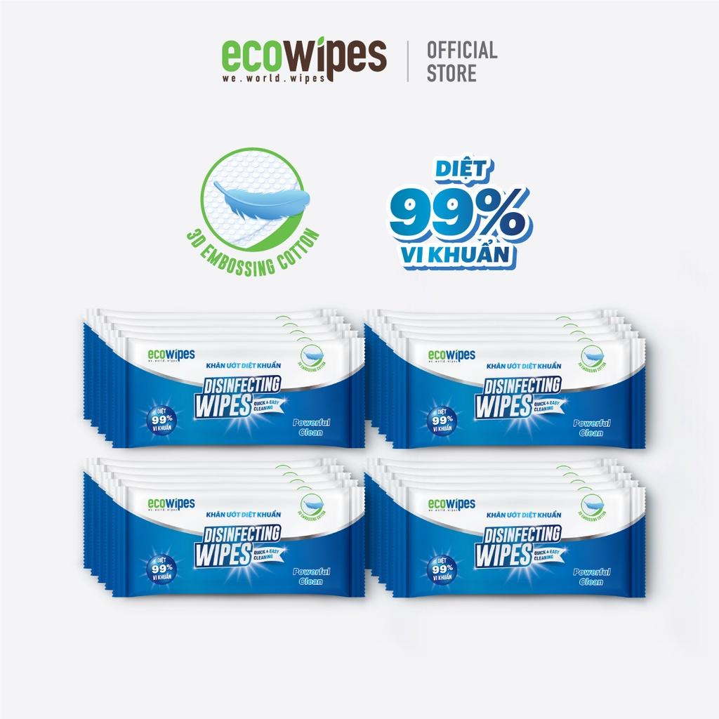 Combo 05 lốc 100 cái khăn giấy ướt diệt khuẩn Disinfecting Wipes loại 1 tờ dùng 1 lần diệt 99,9% vi khuẩn hương chanh