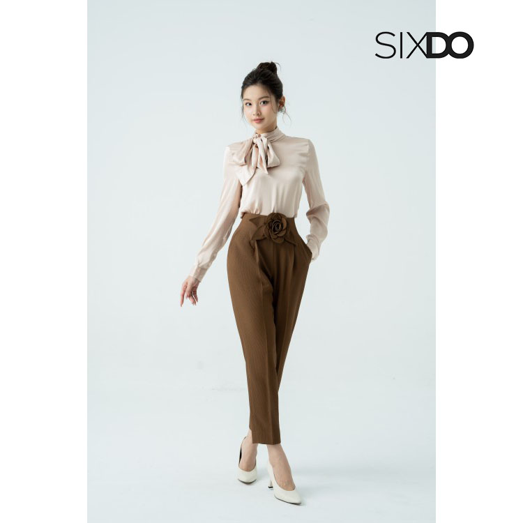 Áo sơ mi lụa thắt nơ thời trang SIXDO