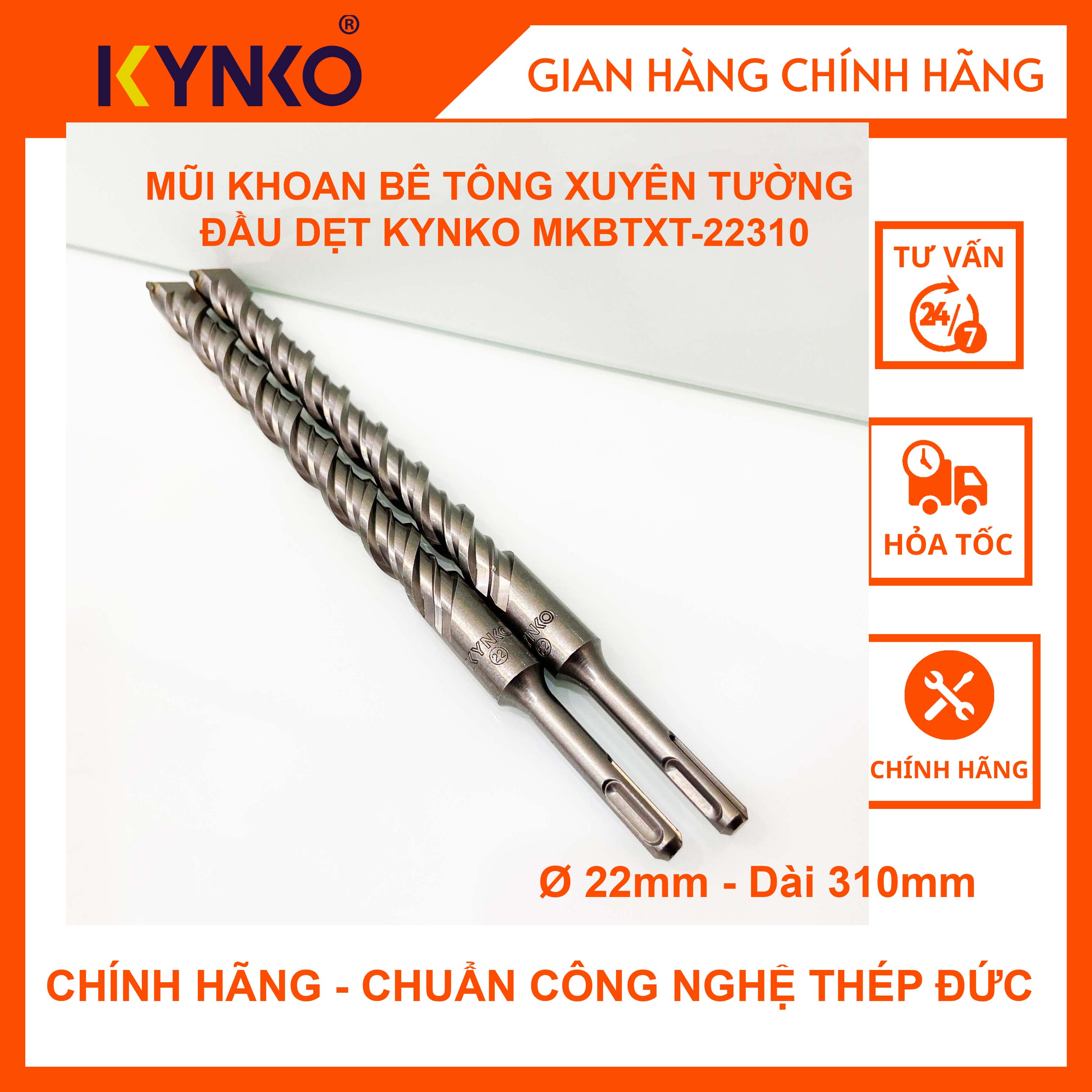 MŨI KHOAN BÊ TÔNG XUYÊN TƯỜNG ĐẦU DẸT KYNKO MKBTXT-22310