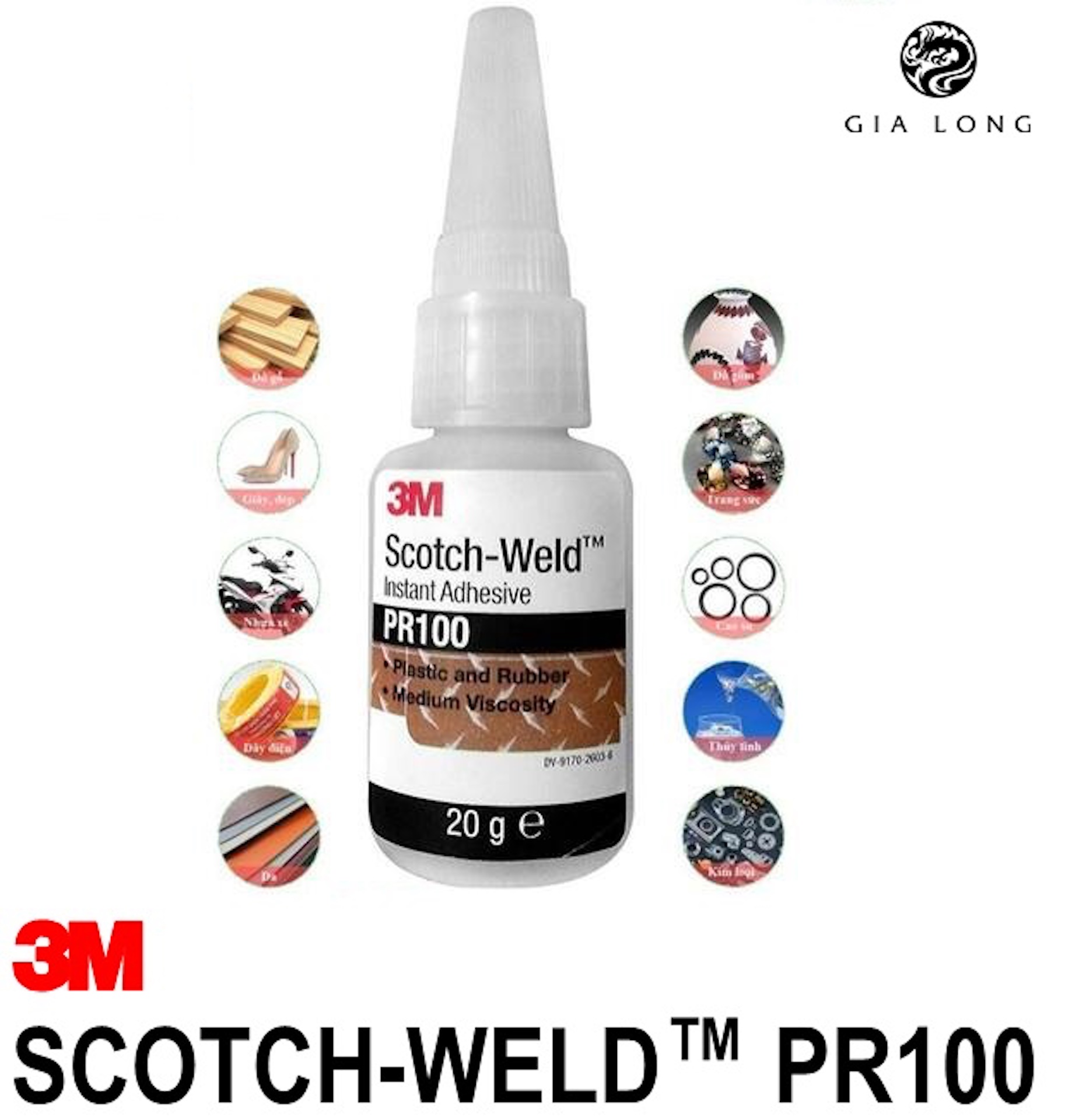 Keo dán đa năng siêu dính 3M PR100 SCOTCH WELD 20g, siêu dính siêu bền mau khô dễ sử dụng, đặc biệt không hóa trắng, không phát sinh nhiệt