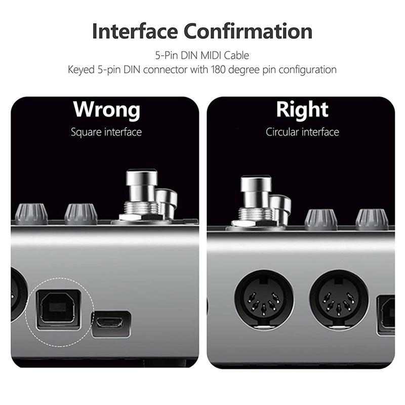 Set 2 Dây Cáp MIDI 5-Pin DIN 3-Feet Male Sang Male 5-Pin Cho Bàn Phím MIDI, Bàn Phím Synth ,Rack Synth