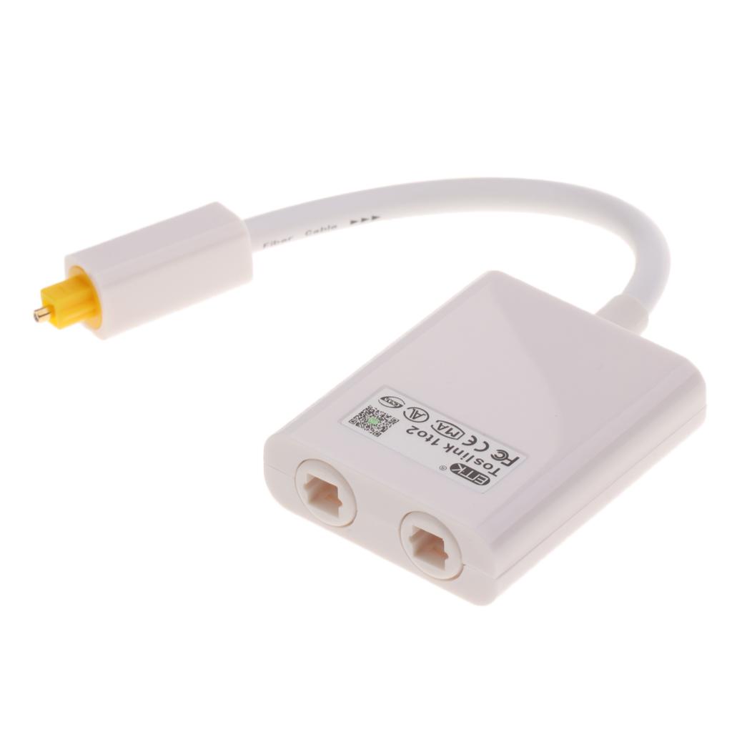 Splitter Optical Fiber SPDIF Duplicator Adapter For Toslink Digital Audio Cable For Adios 1 Pack White