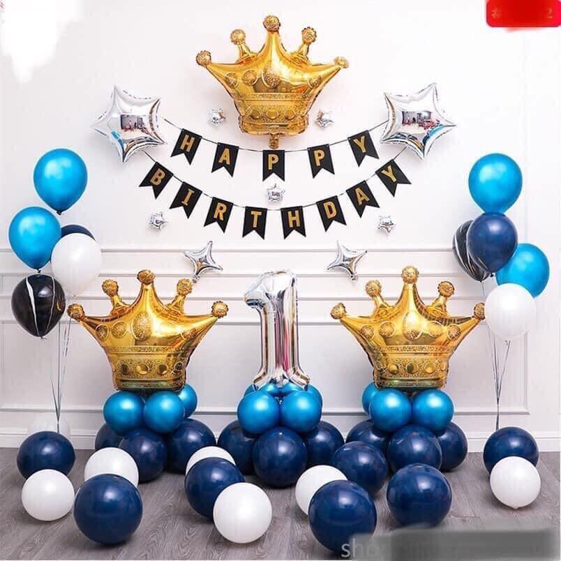 Bộ bong bóng trang trí sinh nhật bé trai vương miện set balloon crown Tnoi37