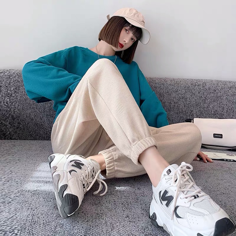 Quần boom tổ ong unisex - quần jogger bo gấu nhiều màu