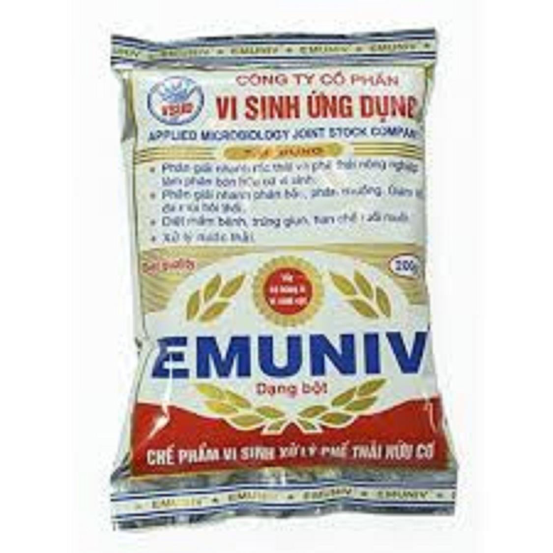 Chế phẩm vi sinh EMUNIV dạng bột gói 200g dùng ủ phân hữu cơ
