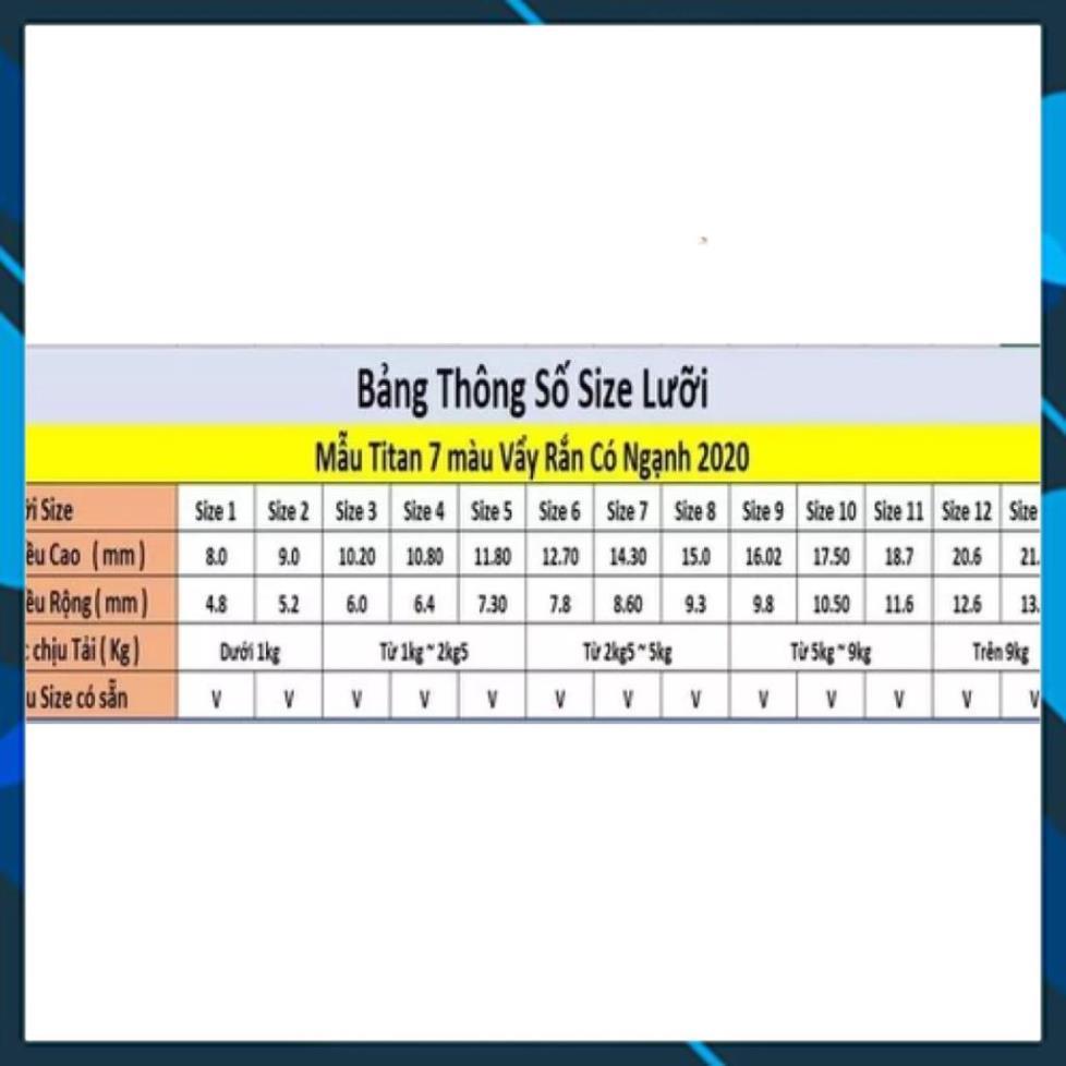 Lưỡi Câu Cá Titan Vảy Rồng 7 Màu Có Ngạnh Đại Lý Đồ Câu Cá _ Lưỡi Câu
