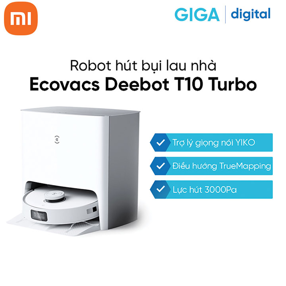 Robot hút bụi lau nhà Ecovacs Deebot T10 Turbo Bản quốc tế - Hàng Chính hãng
