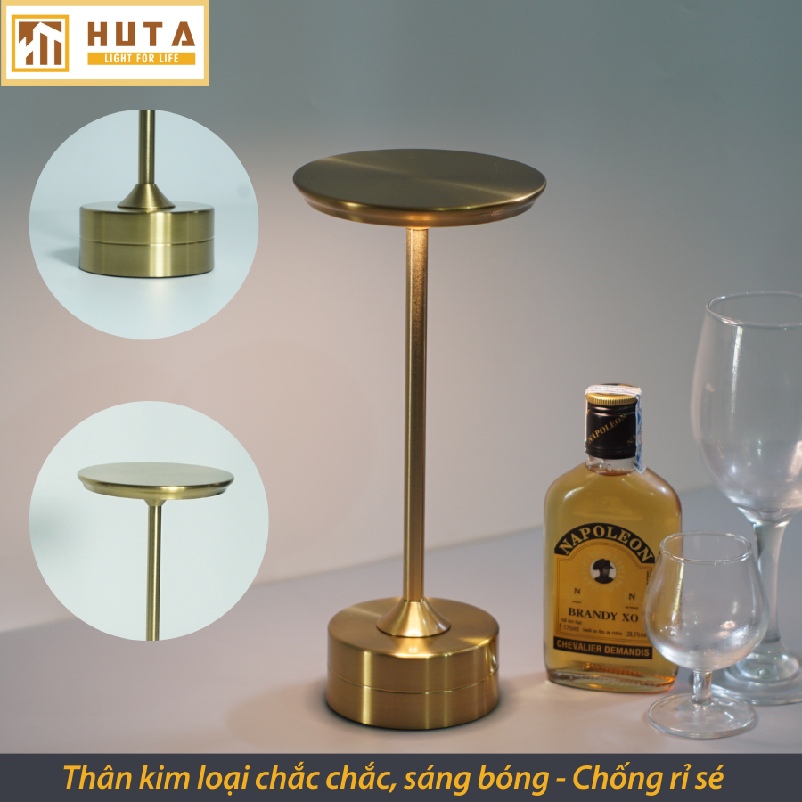 Đèn Bàn Led Quầy Bar Nhà Hàng HUTA AL3 Sang Trọng Cảm Ứng Pin Sạc Tích Điện USB Điều Chỉnh Ánh Sáng Vàng Trang Trí Quán Cà Phê Lounge Sự Kiện