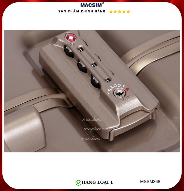 Vali cao cấp Macsim Smooire MSSM368cỡ 20 inch màu gold - Hàng loại 1