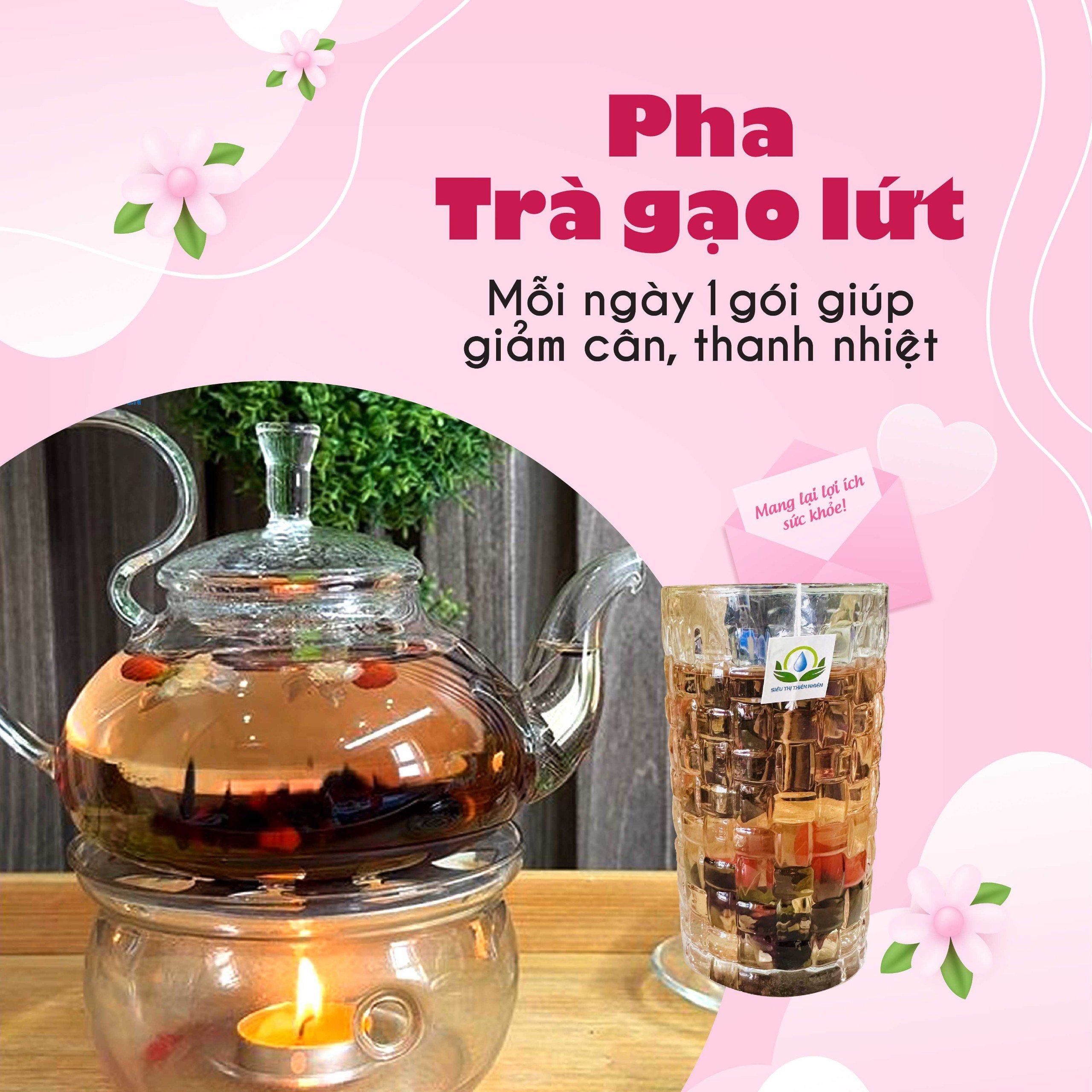 Trà Gạo Lứt Túi Lọc Hộp 30 gói Giảm Cân Mix Hoa Nhài, Cỏ Ngọt, Kỳ Tử, Táo Đỏ, Đậu Đen, Đậu Đỏ, Lá Nếp - Siêu Thị Thiên Nhiên