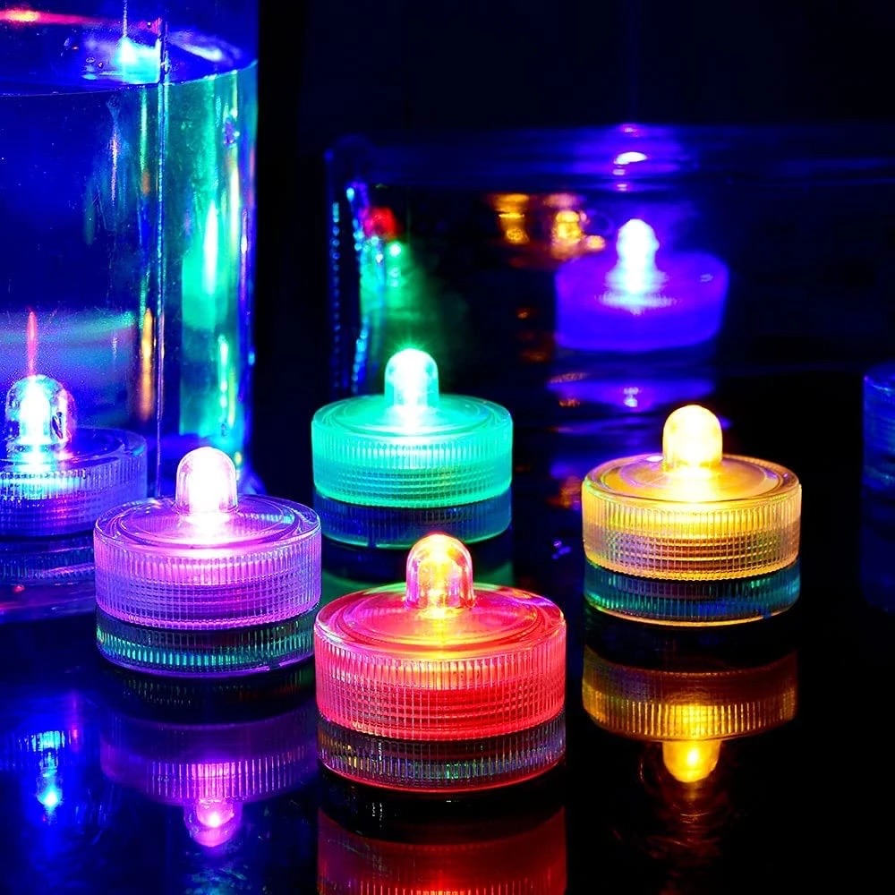 12 viên Đèn nến LED điện tử chống nước trang trí bể cá, quán bar, tiệc cưới sự kiện halloween, nến tealight thả nước