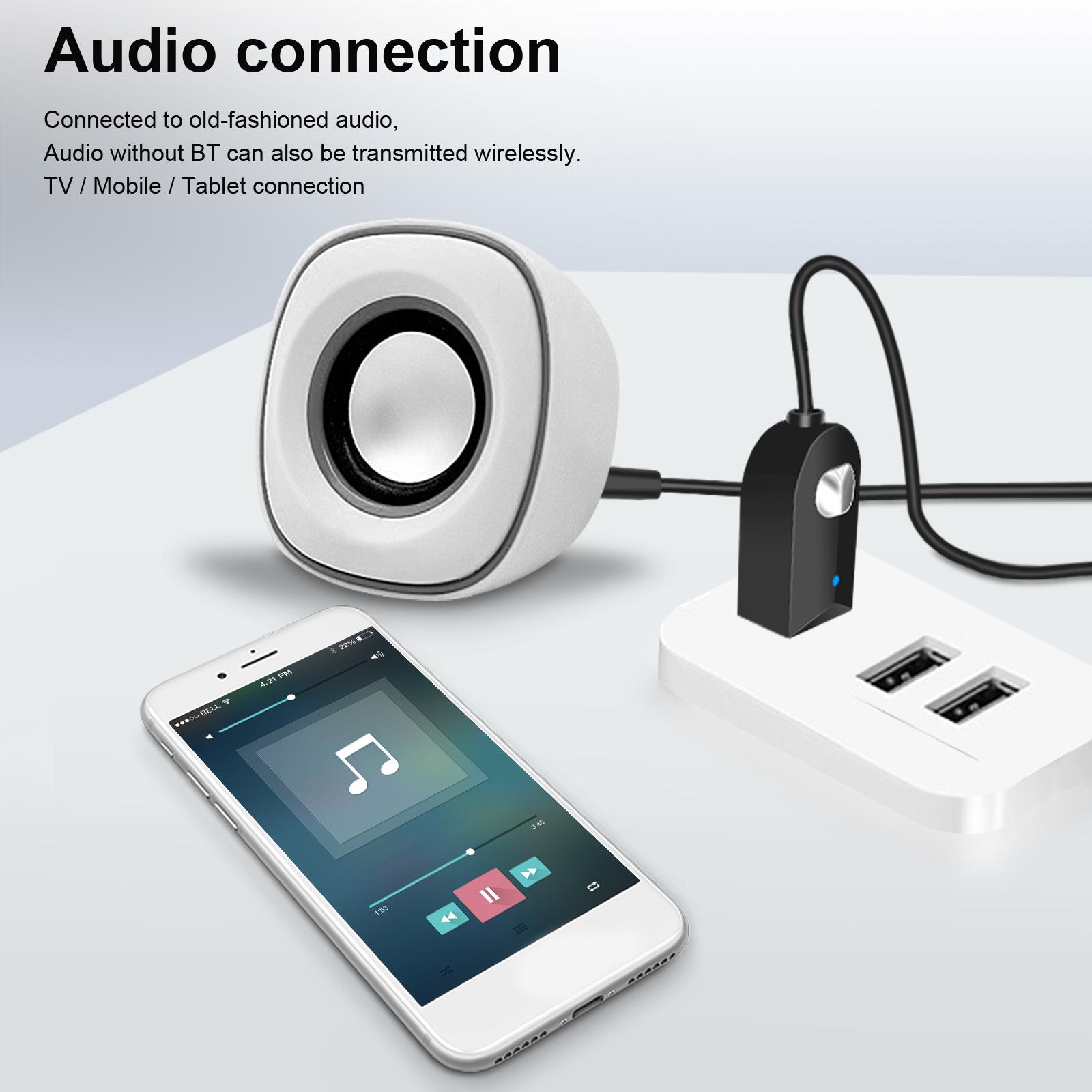 Bộ chuyển đổi âm nhạc không dây rảnh tay với micrô 3.5mm AUX Jack USB được hỗ trợ