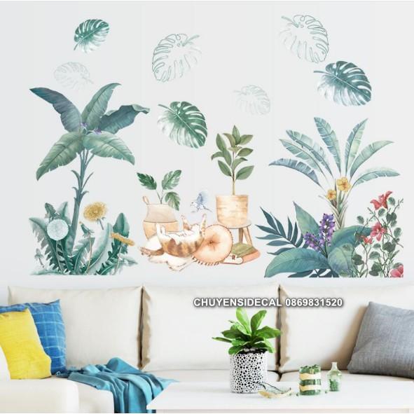 Decal trang trí tường - Họa Tiết Hoa Lá Cổ Điển cá tính mới