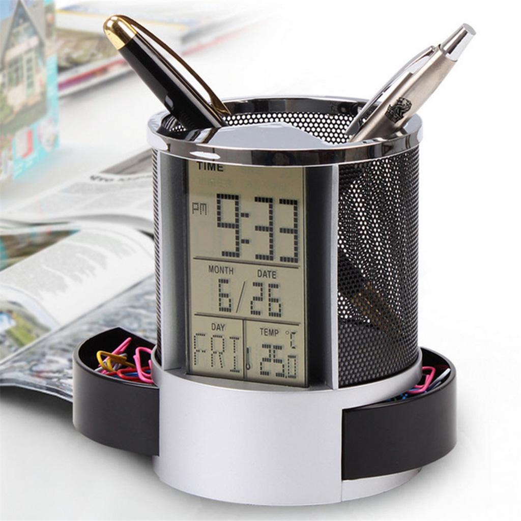 Pen Holder for Home  Office, Desk Supplies Organizer with Digital LCD Screen
