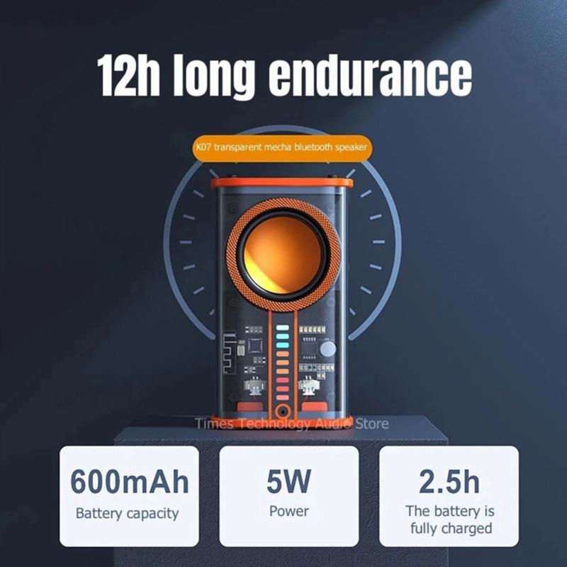 Loa nhạc Mecha trong suốt TWS Âm thanh nổi không dây Loa 5.0 tương thích Bluetooth Tích hợp MIC Âm thanh ánh sáng Nhịp điệu cho bữa tiệc Màu sắc: 2 chiếc