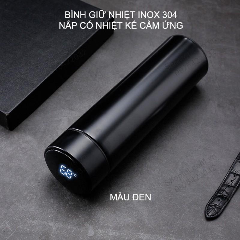 BÌNH GIỮ NHIỆT 2 LỚP 480ML NẮP CÓ NHIỆT KẾ CẢM ỨNG, BẰNG INOX 304 CAO CẤP NC480