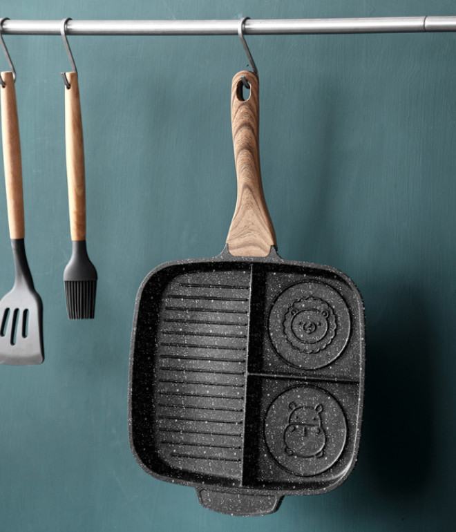 Chảo 3 Ngăn Chống Dính Hợp Kim Nhôm - 24x26.2cm  960g