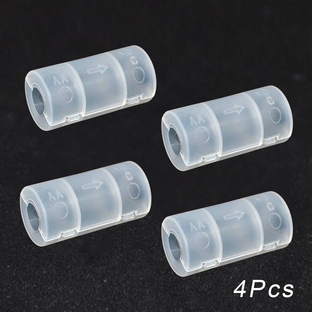 2/4 CÁI LR06 AA sang C LR14 Kích thước Hộp lưu trữ pin trong suốt Hộp đựng bộ chuyển đổi pin AA sang C Bộ chuyển đổi Switcher 5 * 2.6cm Màu sắc: 4 Cái