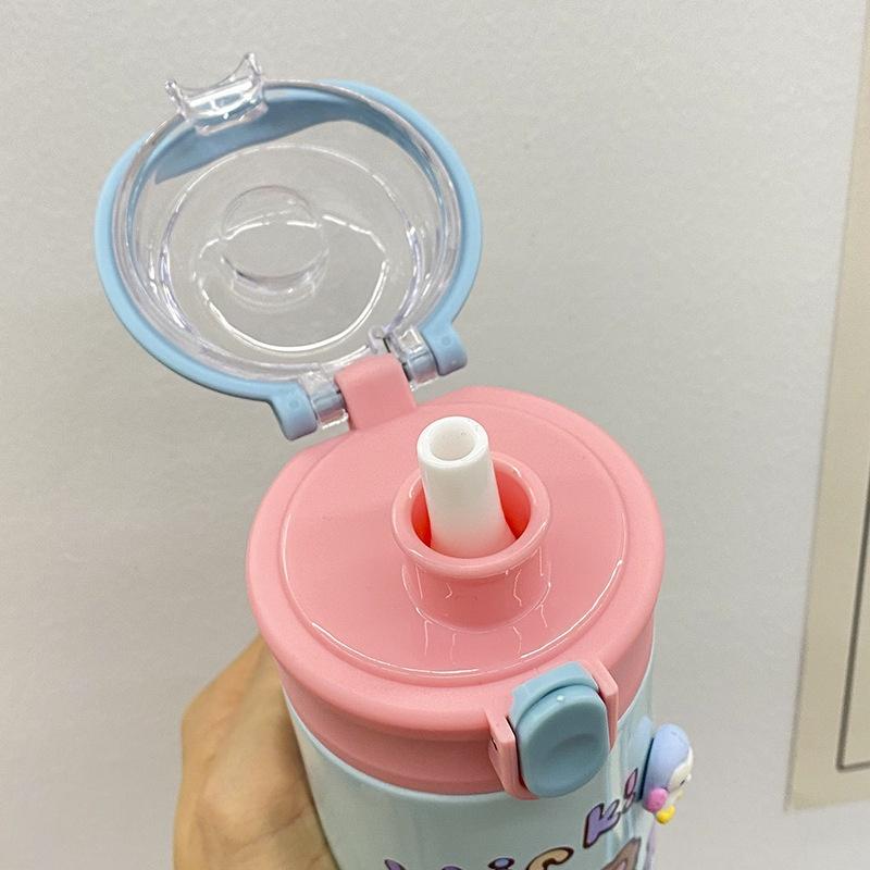 Bình nước giữ nhiệt cho bé kèm ống hút 550ml 2023