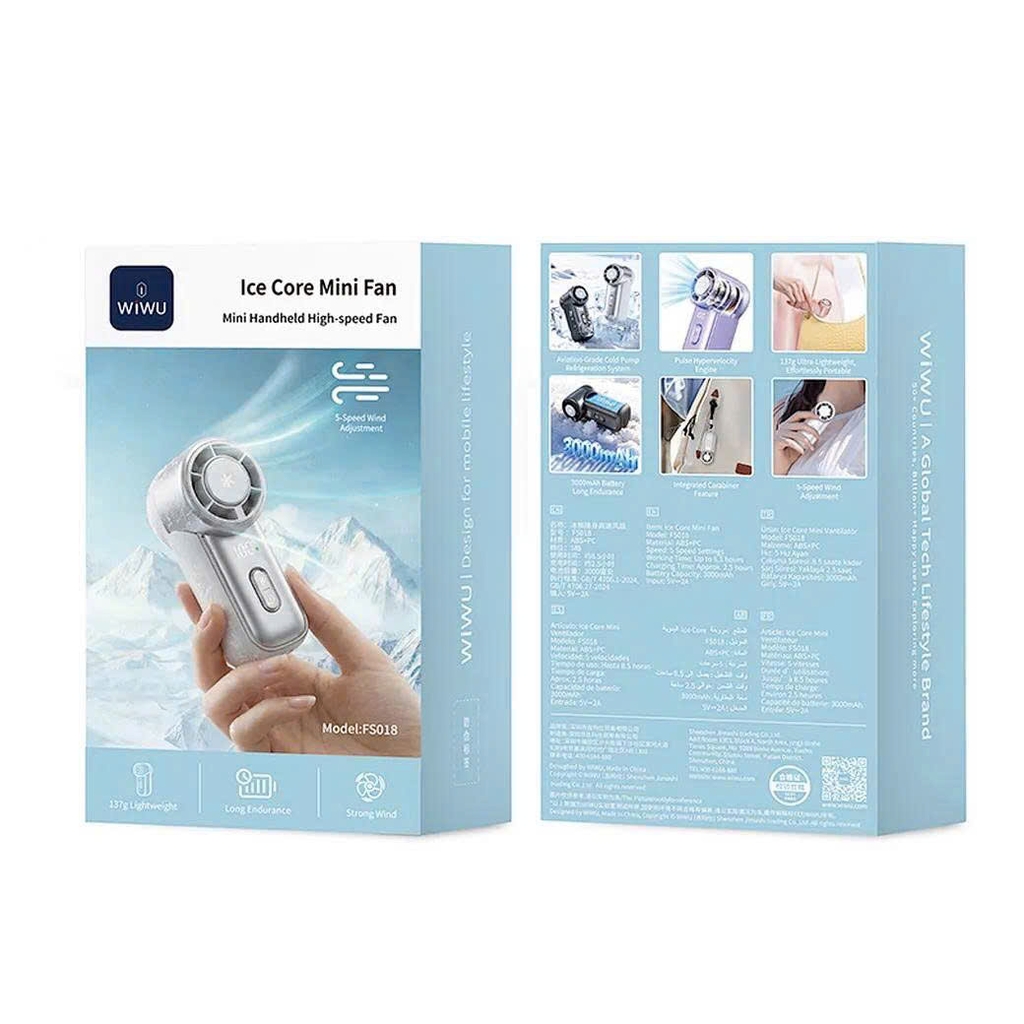 Quạt Cầm Tay Mini WIWU Wi-FS018 Ice Core - Hàng Chính Hãng