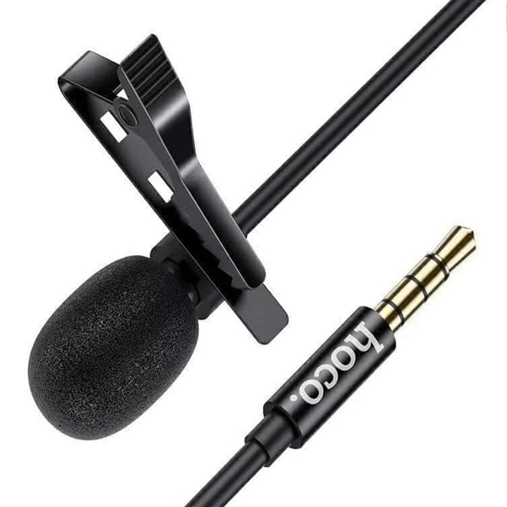 Microphone mini kẹp áo jack 3.5mm Hoco DI02 màng lọc âm khử tiếng ồn , thu âm nhạy dây dài 2m - Hàng chính hãng