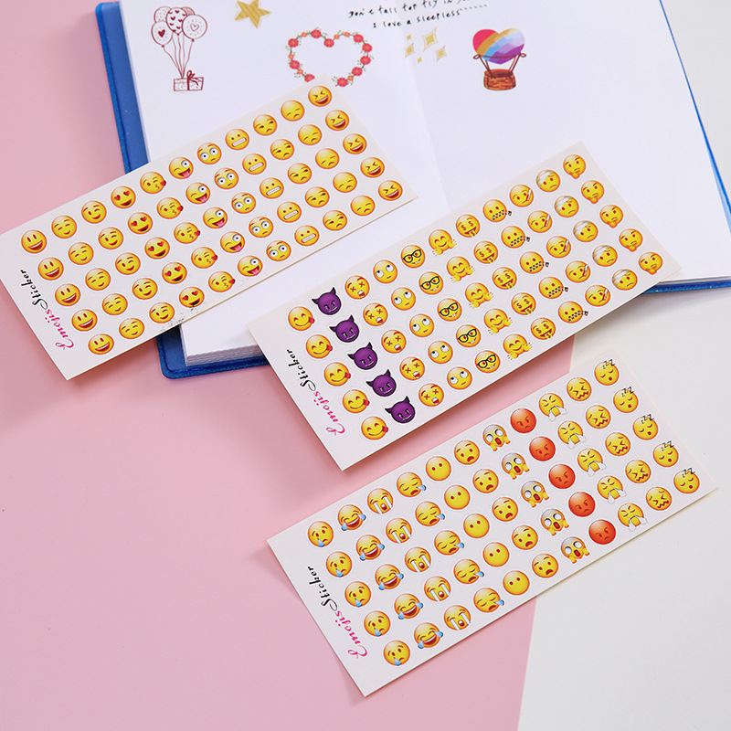 Sticker, hình dán Emoji đầy đủ cảm xúc trang trí set 12 tờ