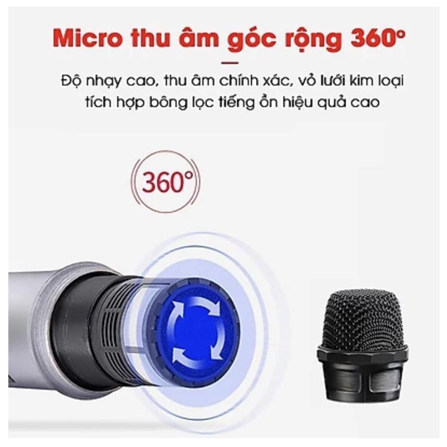 Micro Karaoke không dây đa năng cao cấp UHF V12- dành cho loa kéo loa bluetooth amply hát karaoke zack cắm 3.5 6.5mm